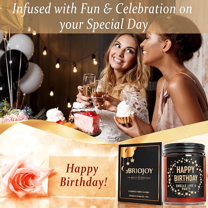 Funny Happy Birthday Gifts for Best Friend Women Men - Birthday Party Candle - Bday Presents for Mom Wife Sister Girlfriend Daughter Coworker - Relaxing Vanilla Ice Cream Soy Candle for Her