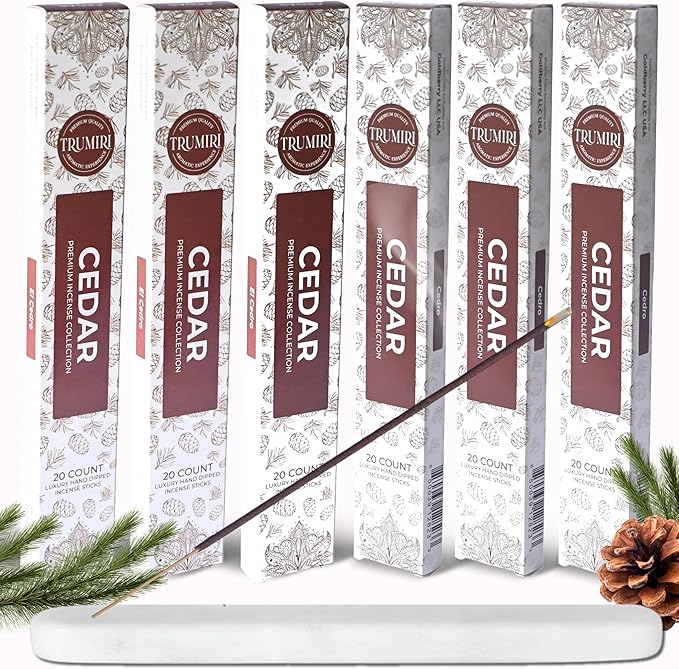 Cedar Incense Sticks - Total 120 Insence-Sticks - 6 Packs of 20 Insense - Inciensos - Inscents - Natural Non Toxic Ingredients - Incents - Incence - Inscense - Insents