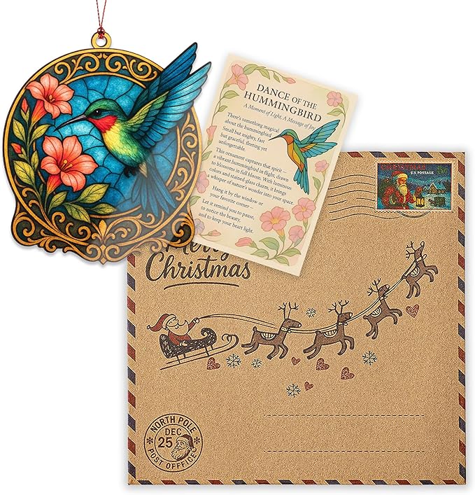 Hummingbird Christmas Ornament-Hummingbird Gifts for Women-Bird Ornaments for Christmas Tree-Hanging Decor for Door Yard Outdoor or Windows - Christmas Ornament 2025-Gift Exchange ONM-446-RST-Bird1