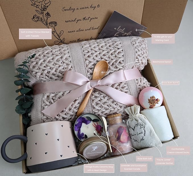 Thinking of You Gift Baskets for Women -Brithday Gift,Best Friend/Sister Gifts,/Self Care Package,After Surgery, Sympathy Gifts, Get Well Soon Gift/Grief/Bereavement/Miscarriage Gifts for Women