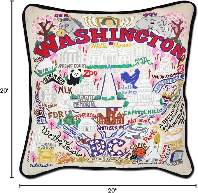 Catstudio Washington DC Embroidered Decorative Throw Pillow