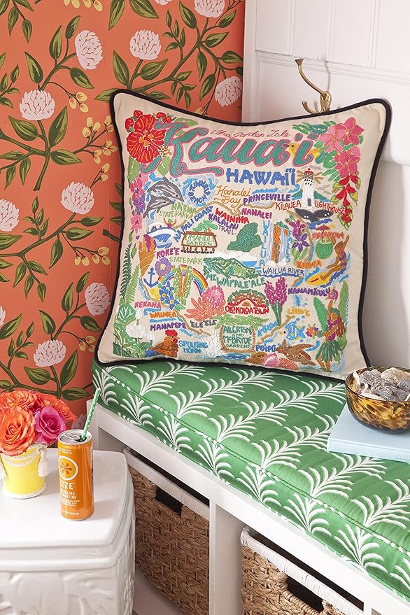 Catstudio Kauai Embroidered Decorative Throw Pillow