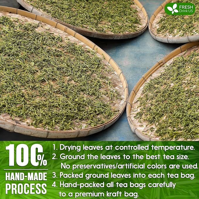 FreshDrinkUS, Premium 100 Rosemary Leaf Tea Bags, Made with 100% Natural Rosemary Dried Leaves, Pure Rosemary Herbal Tea, No Additives, No Caffeine, No Gluten, Vegan.