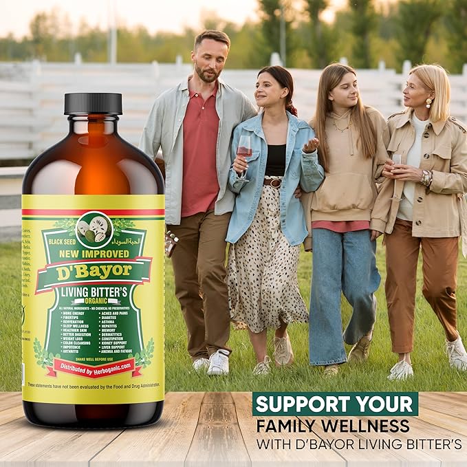 HERBOGANIC D'Bayor Living Bitter 16oz - Natural Blend of Black seed, Bitter Melon, Cinnamon and Seamoss to support Immune System