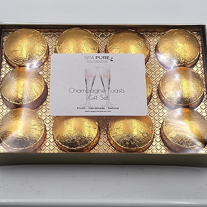 Gift Set Bath Melts, USA Made, Natural Ingredients, Ultra-Moisturizing, with Coconut Milk Moisturizing Face Mask, Gift Ideas (12 Count) Pack of 1 (Champagne Toasts)