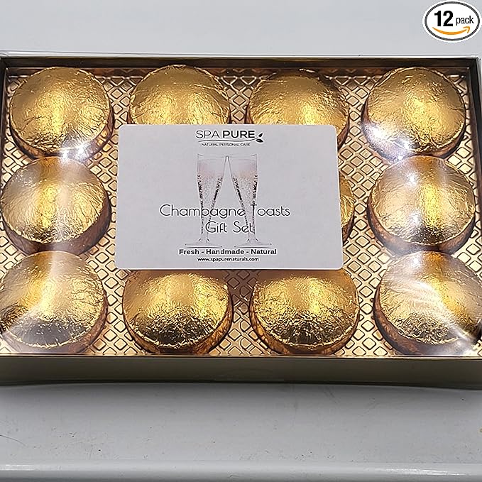 Gift Set Bath Melts, USA Made, Natural Ingredients, Ultra-Moisturizing, with Coconut Milk Moisturizing Face Mask, Gift Ideas (12 Count) Pack of 1 (Champagne Toasts)