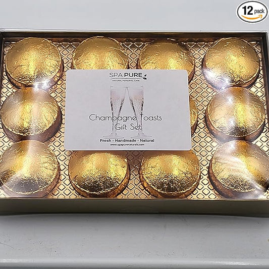 Gift Set Bath Melts, USA Made, Natural Ingredients, Ultra-Moisturizing, with Coconut Milk Moisturizing Face Mask, Gift Ideas (12 Count) Pack of 1 (Champagne Toasts)