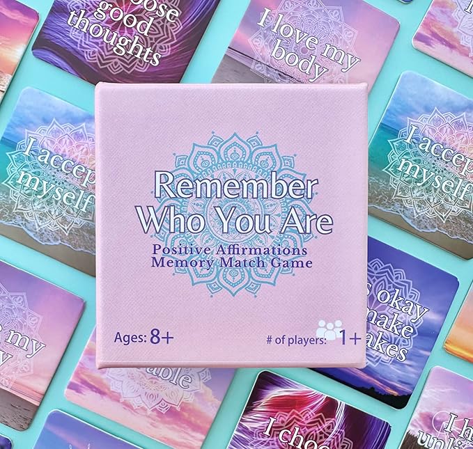 Positive Affirmations Memory Matching Game REMEMBER WHO YOU ARE, Therapy Games for School Counselors and Therapists, Positive Affirmation Cards Game for Adolescents, Teens and Adults