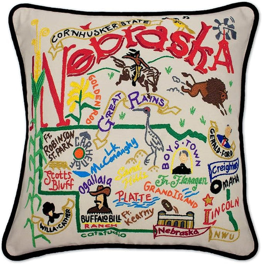 Catstudio Nebraska Embroidered Decorative Throw Pillow