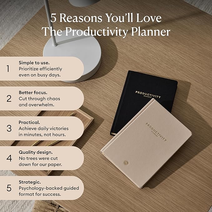 Intelligent Change 3-Month Productivity Planner 2025, Productivity Tools for Time Management & Mindfulness, Daily Planner To Do List, A5 Undated Quarterly Planner (Black)