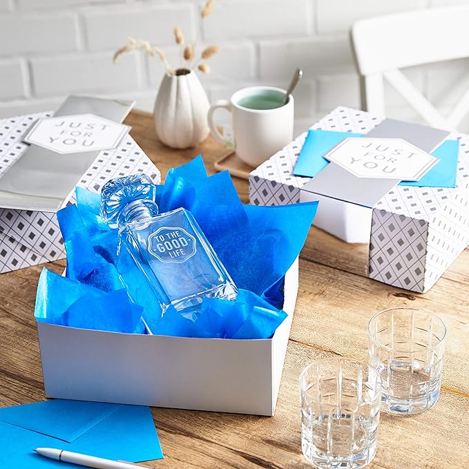 Hallmark 10" Large Gift Boxes with Wrap Bands (2-Pack: Silver and White, "Just For You") for Weddings, Graduations, Christmas, Birthdays, Wrapped Treats and Cookies