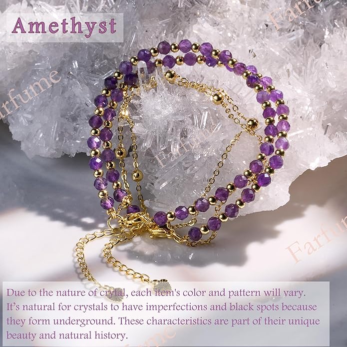 Farfume Crystal Bracelet Beaded Bracelets for Women 4mm Natural Stone Beads Gemstone Handmade Anxiety Jewelry Gifts