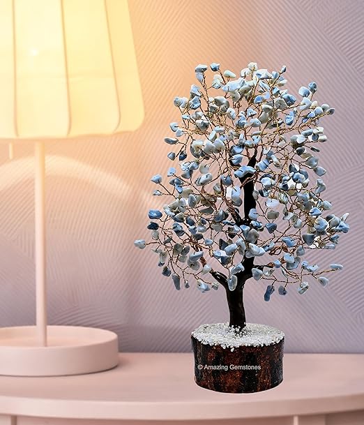 Amazing Gemstone Crystals and Healing Stones Birthday Gifts for Women - Blue Opal Crystal Tree of Life Home Decor Stocking Stuffers, Bookshelf, Room, Meditation Gift for Dad, Unique Birthday Gifts