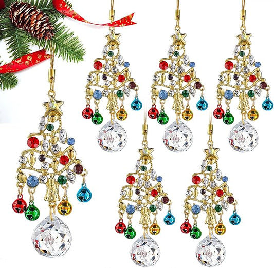 H&D HYALINE & DORA Set of 6 Christmas Tree Ornaments Set Rhinestone Tree Shape Hanging Ornament Crystal Christmas Ornaments Gifts for Xmas Birthday Winter Holiday Decor