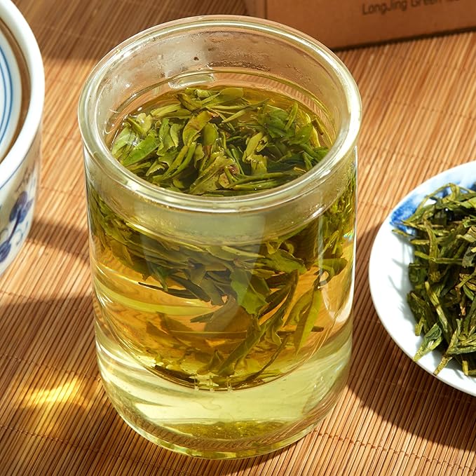 ChaWuWarmSun [B] LongJing Green Tea,3.5oz/100g,Chinese Dragon Well Green Tea Loose Leaf