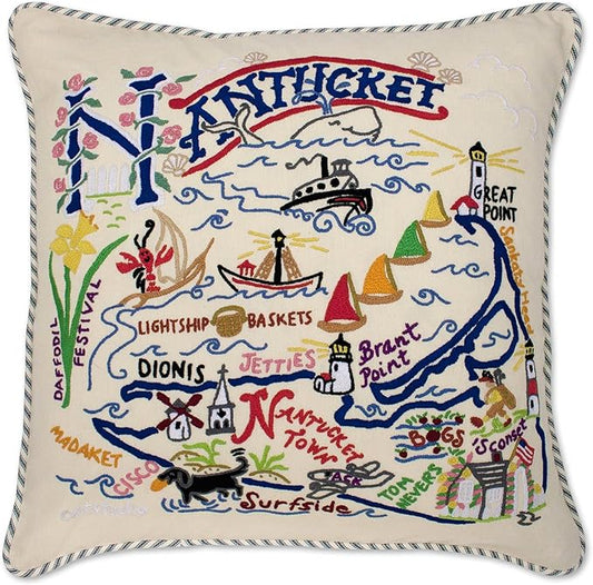 Catstudio Nantucket Embroidered Decorative Throw Pillow