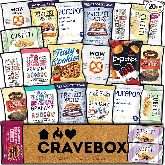 CRAVEBOX Gourmet Specialty Snacks Box Gift Halloween - Care Package College Students Adults Healthy Cookies Bar Organic Variety Pack Assortment Basket Final Exam Office Men Women Back to School