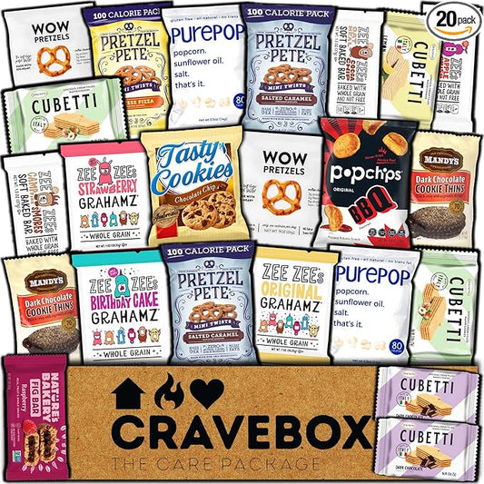 CRAVEBOX Gourmet Specialty Snacks Box Gift Halloween - Care Package College Students Adults Healthy Cookies Bar Organic Variety Pack Assortment Basket Final Exam Office Men Women Back to School