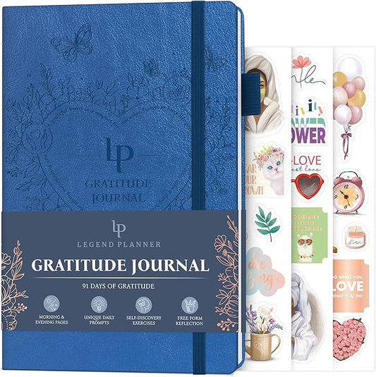 Legend Gratitude Journal – Guided Daily Journal to Foster Positivity & Happiness – Grateful Notebook to Write In – Inspirational Affirmation & Thankful Notebook – Hardcover (Mystic Blue)