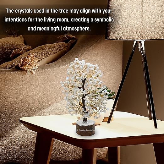 Amazing Gemstone Crystals and Healing Stones Birthday Gifts for Women - Rainbow Moonstone Crystal Tree of Life Home Decor Stocking Stuffers, Bookshelf, Room, Meditation Gift Unique Birthday Gifts