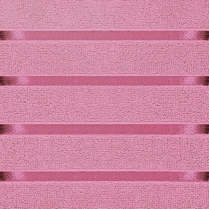 Utopia Towels 8 Piece Luxury Towel Set, 2 Bath, 2 Hand, and 4 Wash Cloths, 600 GSM Ring Spun Cotton, Highly Absorbent Viscose Stripe Towels, Ideal for Everyday use, Pink