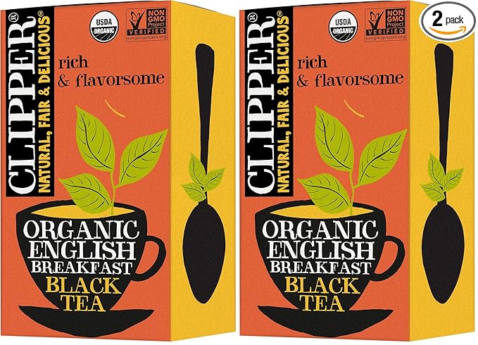 Clipper Tea Organic Fairtrade English Breakfast, Big Ben - USDA Organic, Non-GMO, Fair Trade, Sustainable Caffeinated Tea, 2 Pack, 20 Unbleached Tea Bags