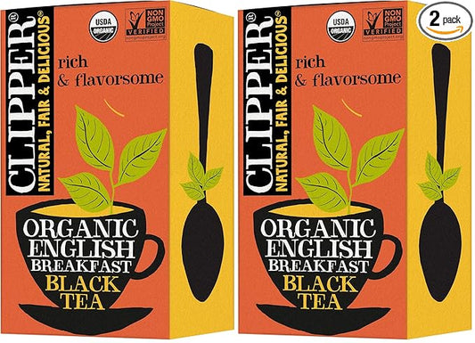 Clipper Tea Organic Fairtrade English Breakfast, Big Ben - USDA Organic, Non-GMO, Fair Trade, Sustainable Caffeinated Tea, 2 Pack, 20 Unbleached Tea Bags