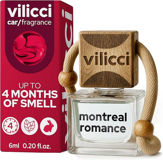 Vilicci Car Air Freshener | Luxurious Auto Perfume | Premium Hanging Air Freshener | Long Lasting Fragrance for Auto and Home | 1 Bottle of Car Scent (1 Count (Pack of 1), Montreal Romance)