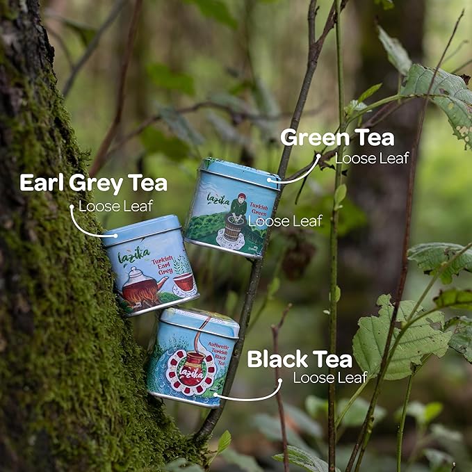 Lazika Loose Leaf Tea Set, Earl Grey, Black and Green Tea Premium Collection, Petite Presentatiton Boxes, Early Harvest, Handcrafted, 3.35 Oz, (Pack of 3)