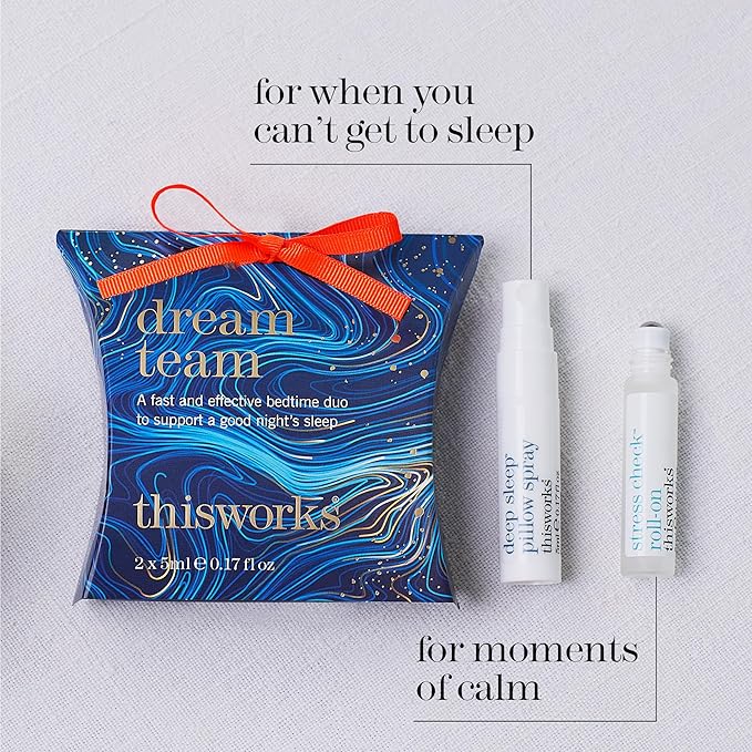 This Works Dream Team Bedtime Duo – Deep Sleep Pillow Spray 5ml & Stress Check Roll-On 5ml – Aromatherapy Gift Set with Lavender, Eucalyptus & Vetivert