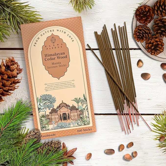 Incense Sticks, Himalayan Cedarwood Incense, Pack of 100 Stick, Hand Rolled Aromatic Masala Made with Natural Ingredients, 45-60 Min Burn Time, Best for Home Fragrance, Meditation, Yoga, Relaxation