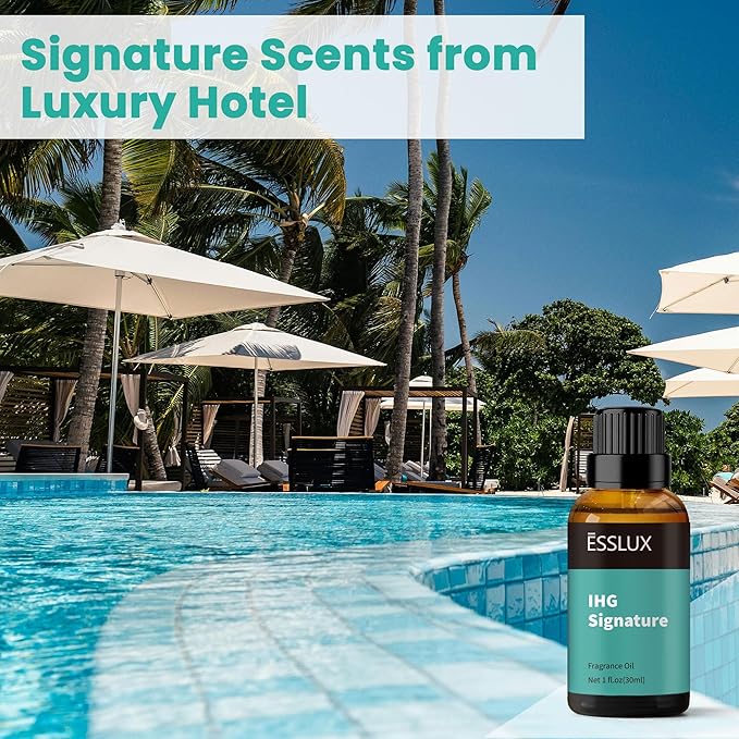 Hotel Diffuser Oil, ESSLUX Luxury Hotel Fragrance Oil Diffuser Scents IHG Signature, Inspired by The InterContinental Hotels Scents, Massage, Candle Soap Making Scents, Perfume, 30ml
