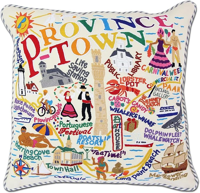 Catstudio Provincetown Embroidered Decorative Throw Pillow