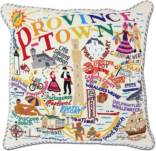 Catstudio Provincetown Embroidered Decorative Throw Pillow