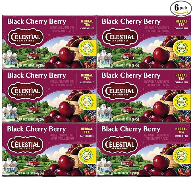 Celestial Seasonings Herbal Tea, Black Cherry Berry, 20 Count (Pack of 6)