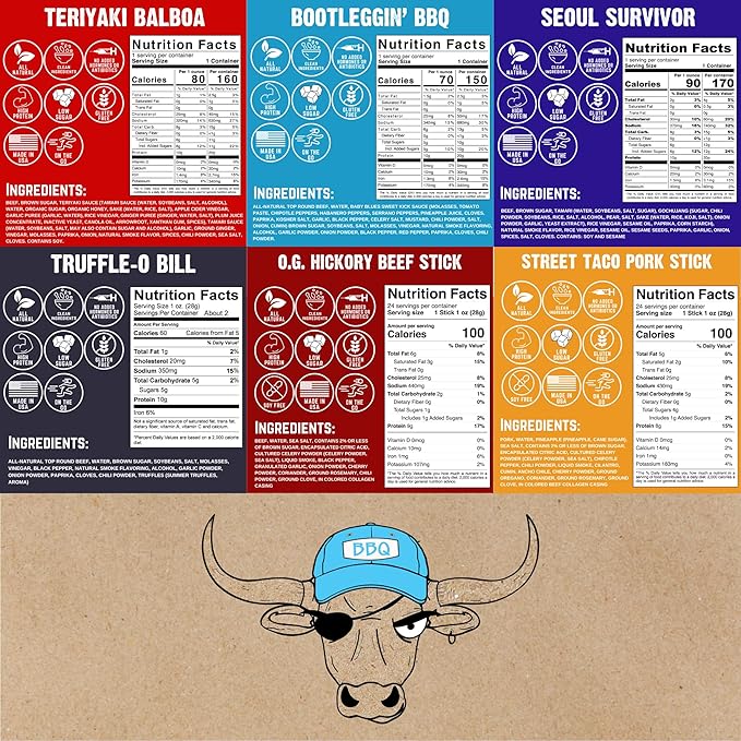 Righteous Beef Jerky Variety Pack Gift Basket - Great Gifts for Men | Gluten Free, High Protein Healthy Snack | Beef, Pork, & Turkey Jerky Variety Snack Pack | Fan Favorites 6 Pack