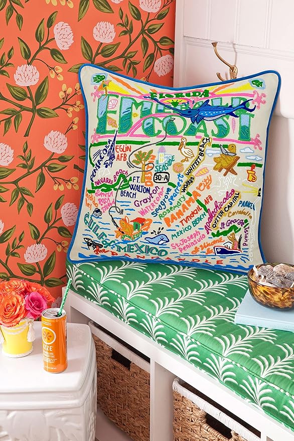 Catstudio Emerald Coast Embroidered Decorative Throw Pillow