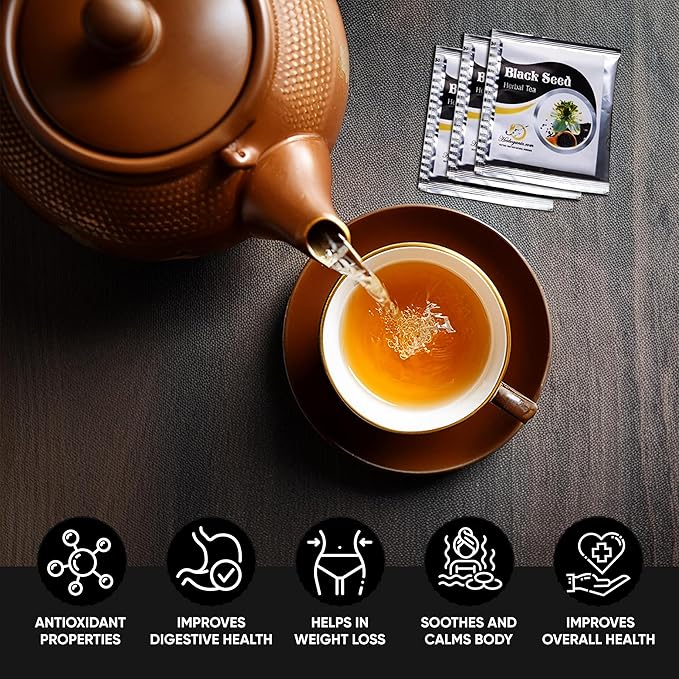 HERBOGANIC Black Seed Herbal Tea - Digestion Support and Immune Boost | Refreshing and Delicious Blend | Natural Ingredients | 20 Tea Bags