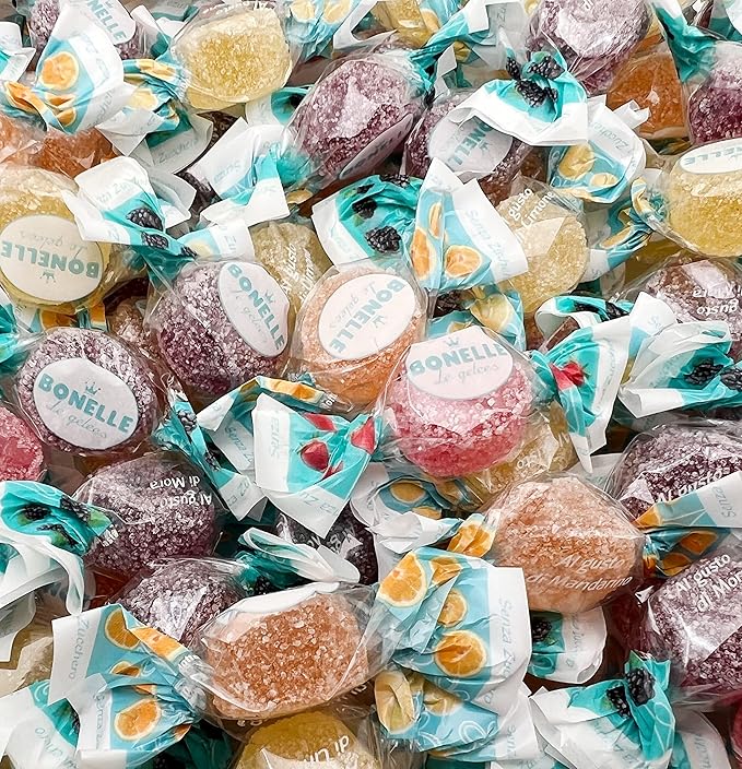 Bonelle Sugar Free Fruit Jelly Candy | 1 Pound Bag | Individually Wrapped Sugar Free Candy | Naturally Flavored Dye Free Candies | Assorted Flavors Italian Jellies