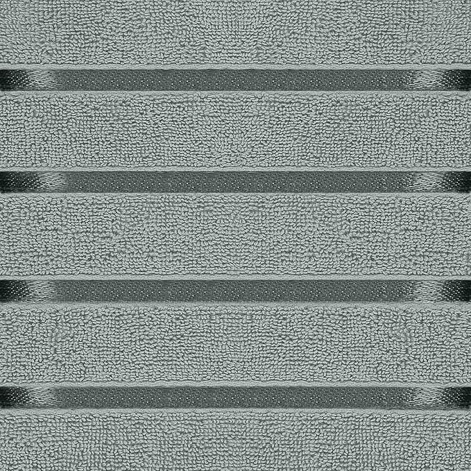 Utopia Towels 8 Piece Luxury Towel Set, 2 Bath, 2 Hand, and 4 Wash Cloths, 600 GSM Ring Spun Cotton, Highly Absorbent Viscose Stripe Towels, Ideal for Everyday use, Cool Grey