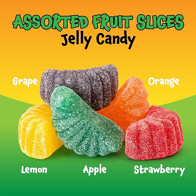 Fruit Slices - 2 Pound Bulk Pack (About 65 Count) - Assorted Jelly Candy - Unwrapped - Sugar-Dusted Old-Fashioned Sweets