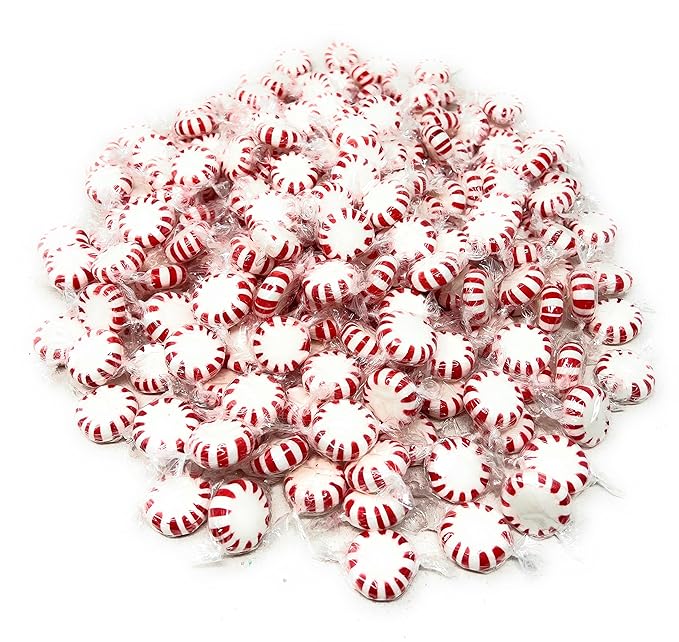 Halloween American Old Fashioned Peppermint Starlights Mints Hard Candy Discs Individually Wrapped Bulk 3 Lb's 200+ pcs (48-Oz)