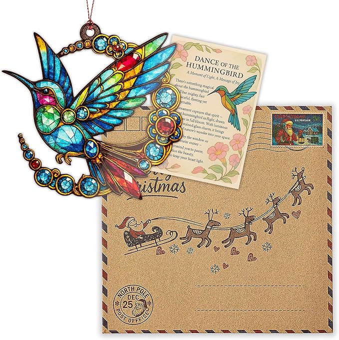 Hummingbird Christmas Ornament - Hummingbird Gifts for Women - Bird Ornaments for Christmas Tree - Hanging Decor for Door Yard Outdoor or Windows - Christmas Ornament 2025 - Gift Exchange