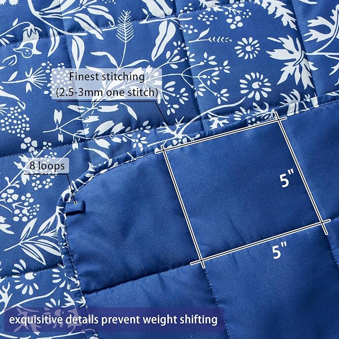 25 lbs weighted blanket Queen Size for Adults (60”x 80”, Indigo) Cooling Heavy Blanket for Sleeping Perfect for 240-260 lbs, Winter Thick Breathable Blanket with Premium Glass Bead, Machine Washable
