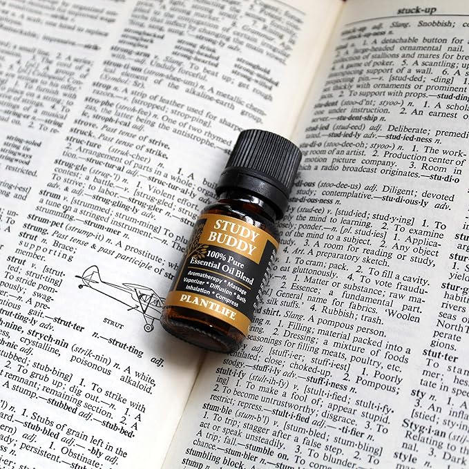Plantlife Study Buddy Aromatherapy Essential Oil Blend - Straight from The Plant 100% Pure Therapeutic Grade - No Additives or Fillers - Made in California 10 ml
