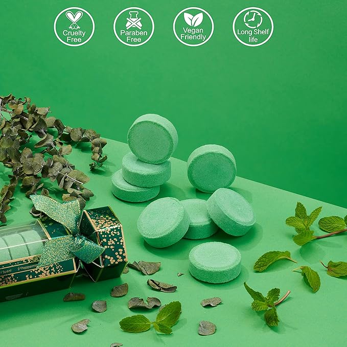 Shower Steamers, 8 Essential Oils Shower Bombs in Eucalyptus, Tea Tree, Spearmint & Peppermint - Gifts for Women & Men, Self Care, Stress Relief & Relaxing Gifts, Aromatherapy Bath Bombs