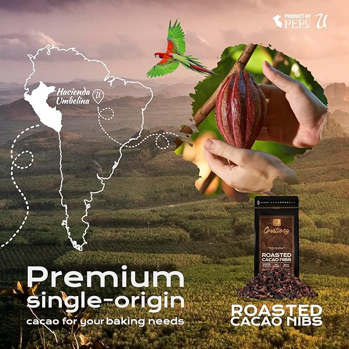 U Chocolate Creations | Organic Cacao Nibs (16 oz) | Fresh from our Farm | 100% natural, 0% Sugar | Perfect topping for healthy snacks, granola, ice cream, yogurt and baking recipes, flavanol-rich.