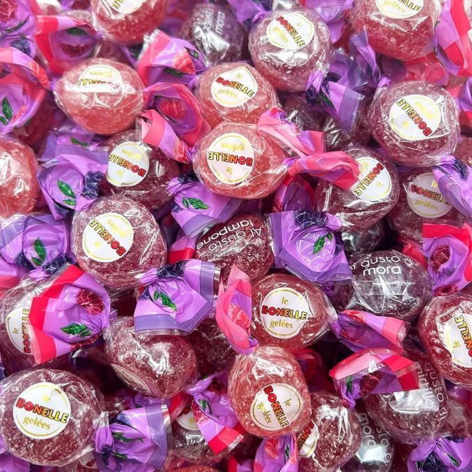 Bonelle Italian Berry Jelly Candy | 1 Pound Bag | Naturally Flavored Dye Free Candy | Strawberry, Raspberry, Blackberry, Blueberry | Vegan Gourmet Jellies