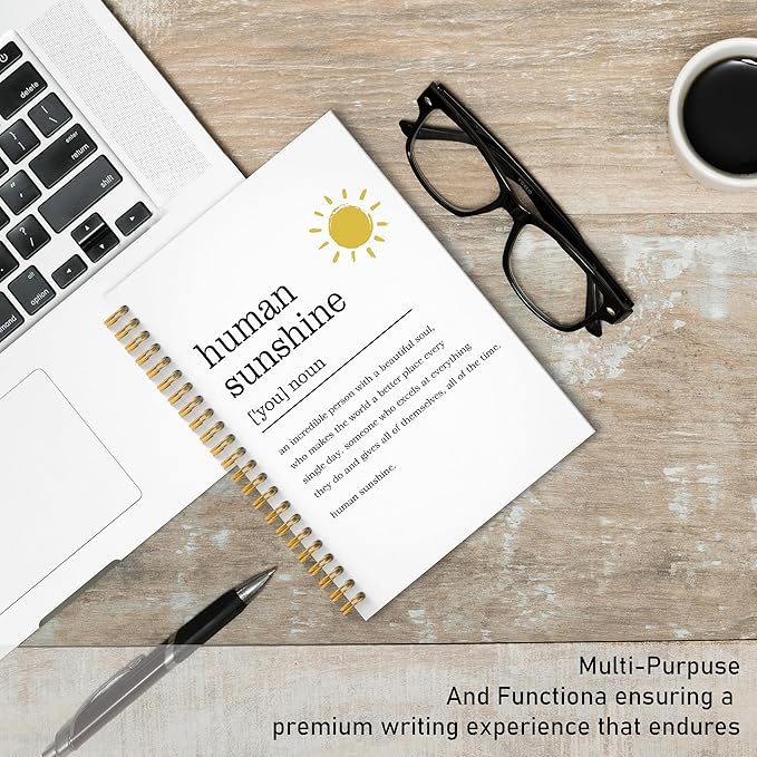 Human Sunshine Notebook Journal, Motivational Office Notebooks for Work, Human Sunshine Gifts for Women, Inspirational Gifts for Coworker, Hardcover Spiral Notebook 5.5x8.3