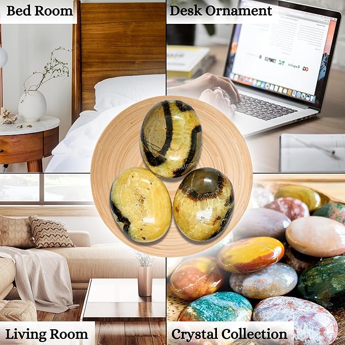 Amazing Gemstone Septarian Crystals and Healing Stones - Large Palm Stone Crystals Piedra - Crystal for Good Luck, Balanced Positive Energy, Meditation - Unique Stocking Stuffers, Gifts for Women, Men